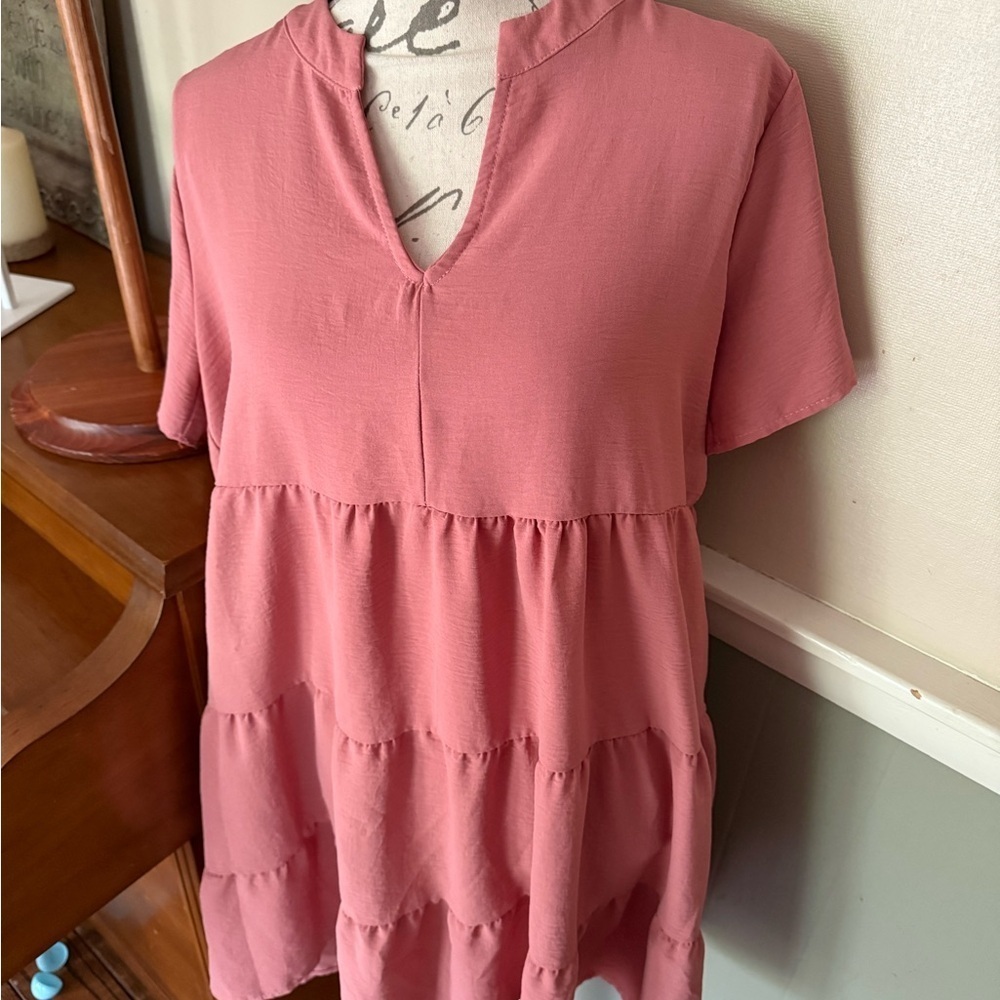 Women's Pink Tiered Top